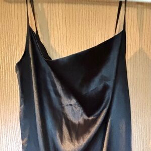 Elegant Black Satin Midi Dress